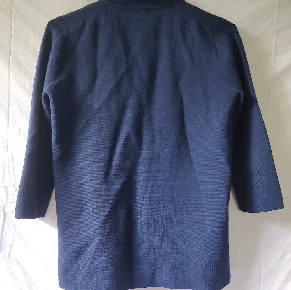 Women's Navy Blue Open Front Jacket JCrew Thick Cardigan Size Small 100% Merino - Picture 5 of 5